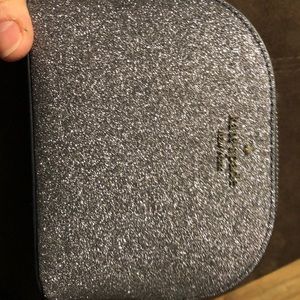 Kate Spade silver glitter makeup bag